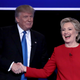 Republican presidential nominee Donald Trump and Democratic presidential nominee Hillary Clinton shake hands after the presidential debate at Hofstra University on Sept. 26, 2016, in Hempstead, N.Y.
Drew Angerer/Getty Images